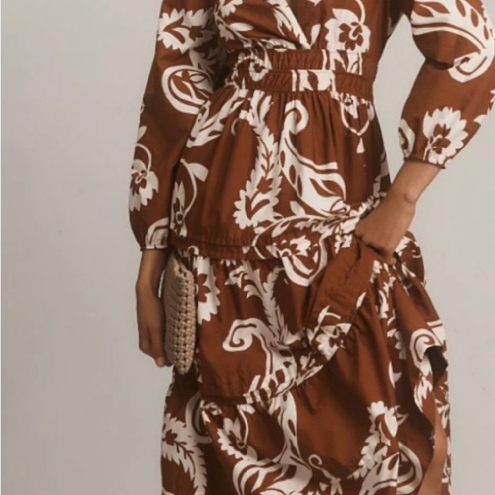 Pilcro Brown and White Long Sleeve Dress